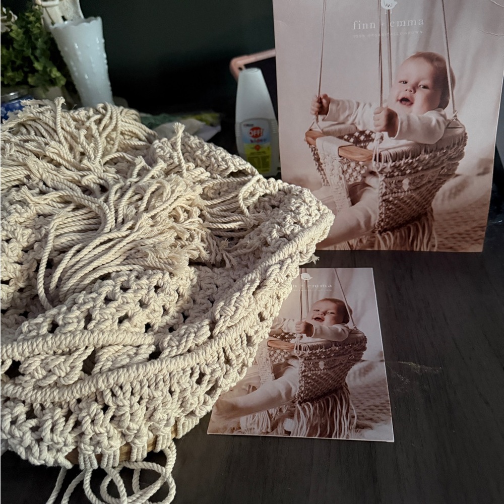 Finn + Emma Natural Macrame Baby Swing